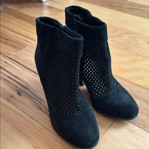 Sole Society Black Heeled Boots with Perforated Design